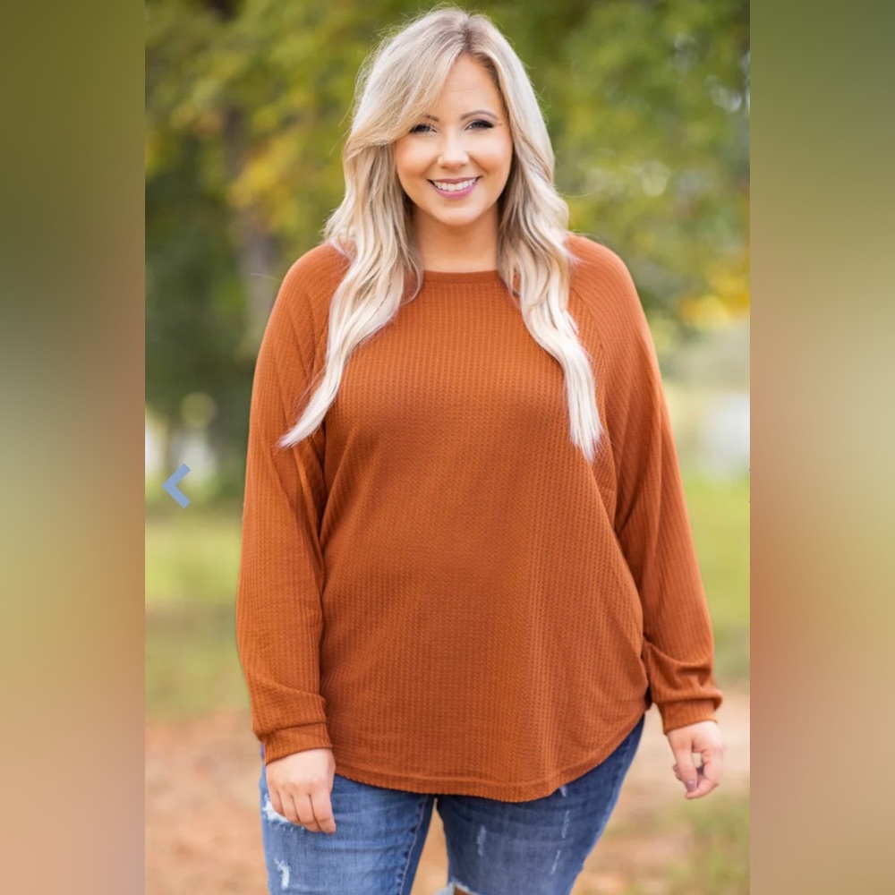 Curved Hem Slouchy Dolman Tunic, Orange Thermal
